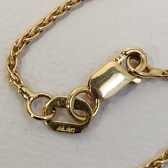 3.48g Italy 14K Gold Wheat (Spiga) Rope Chain Necklace 18" 1.2mm VTG - Picture 7 of 12